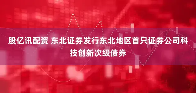 股亿讯配资 东北证券发行东北地区首只证券公司科技创新次级债券